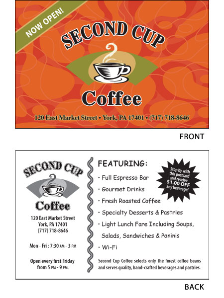 Second Cup Coffee Postcard | Little Finch Designs
