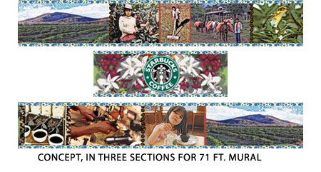 Starbucks Roasting Plant Break Room Mural 2 Concept | Little Finch Designs