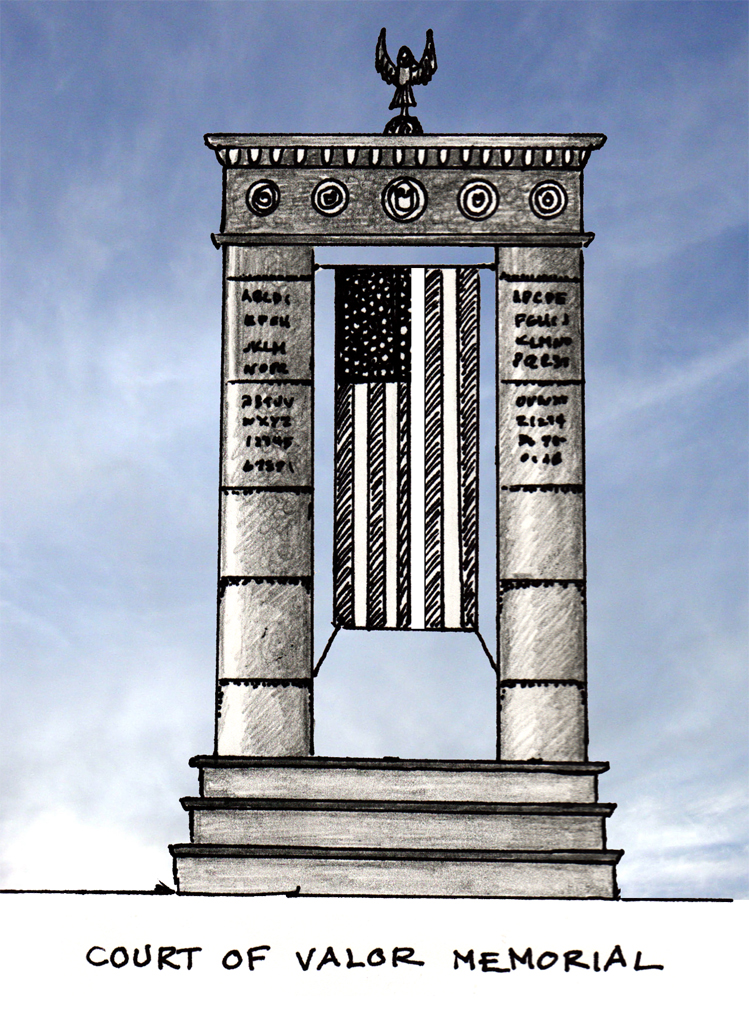 Court of Valor Monument Concept Drawing | Little Finch Designs