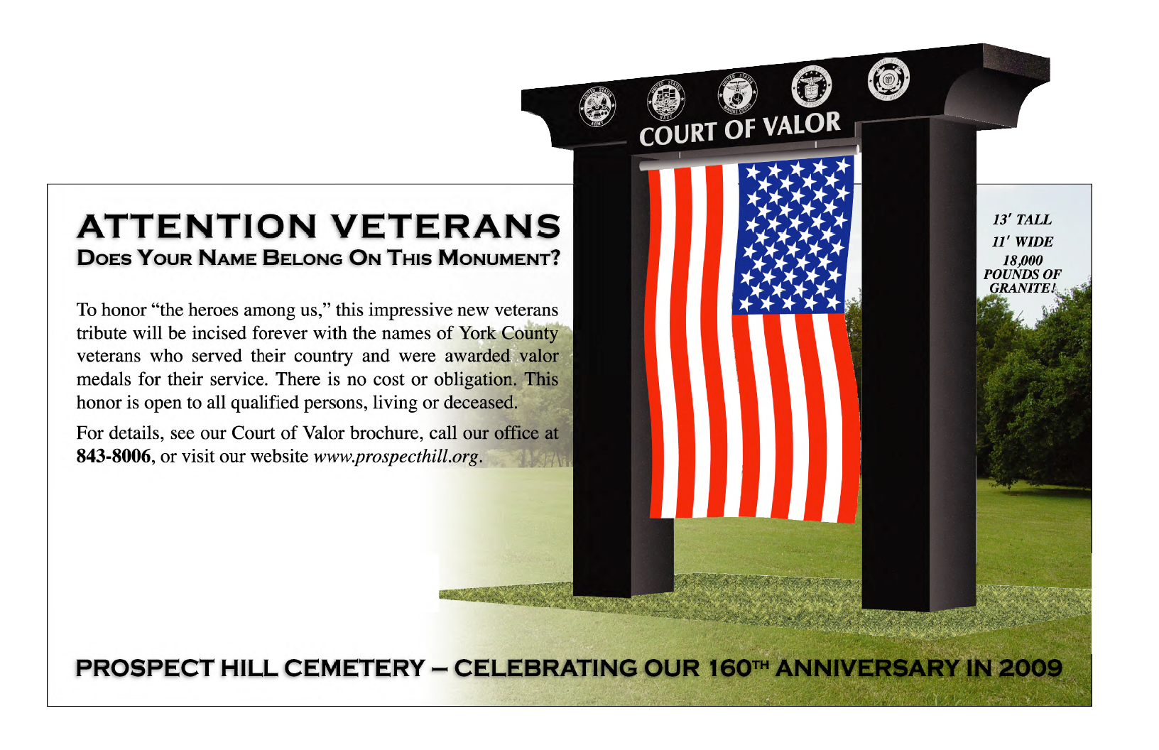 Court of Valor Monument Promotional Die Cut Sign | Little Finch Designs